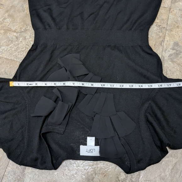 Ann Taylor LOFT Medium Black Ruffle Merino Wool Blend Knee Length Dress - Picture 6 of 8